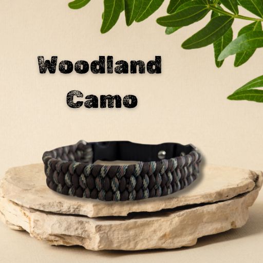 Woodland Camo Paracord Dog Collar